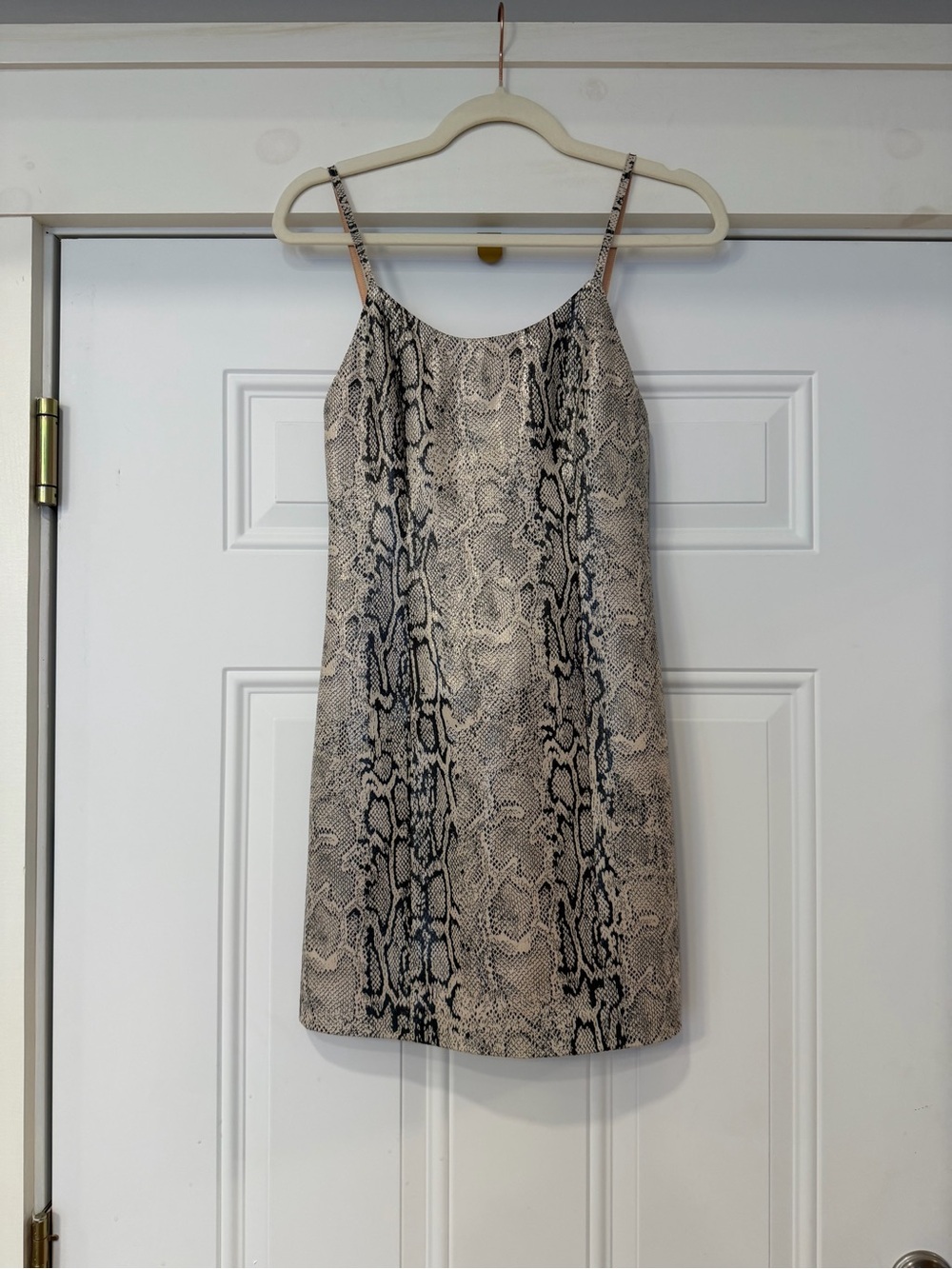 Alice & Olivia Neutral Snake Print Slip Dress with Zipper - Beige/Black